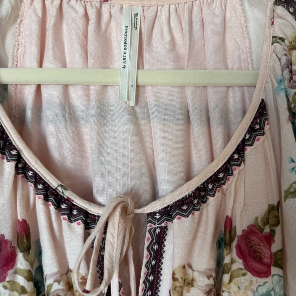 Anthropologie Dusty Blush Embroidered Floral Maxi Dress - Picture 2 of 4